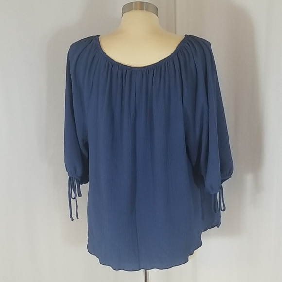 Pat Rego Crinkle Top...Blue...Size 1x - Picture 3 of 6